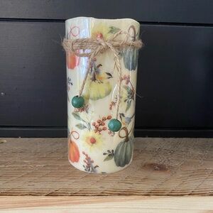 Floral Cream Candle with Rustic Accents